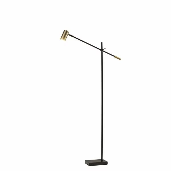 Black Metal LED Floor Lamp6.5 x 22.5-30.5 x 58-63 in., Homeroots, Mfr#: 372701